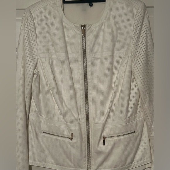 Two piece set: white top (Medium)with matching jacket (8). Wore jacket once. EUC - Picture 6 of 7